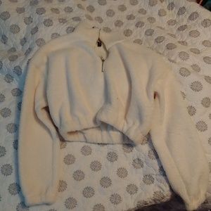 Cropped white sweater